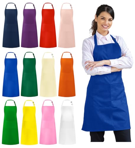Syntus 12 Pack Apron with 2 Pockets for Men Women, Polyester, Multi-Color - color: Multicolor