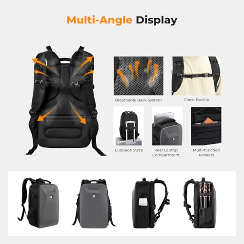 K&F CONCEPT Camera Backpack,Hardshell Photography DSLR Camera Bag - color: Deep Grey