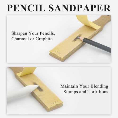 Aenir Blending Stumps for Drawing, Tortillons Blending Stumps Set of 13 Pack with Sandpaper Pencil Sharpener, Paper Art Blenders Tools for Charcoal, Graphite, Drawing Tools for Artists. (13)
