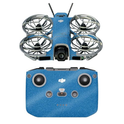 Glossy Glitter Drone Skin Compatible with DJI Neo 2 - Solid Blue - Premium 3M Vinyl Protective Wrap Decal Cover - Easy to Apply | Crafted in the USA by MightySkins - color: Solid Blue, size: DJI Neo 2, style: Glossy Glitter Finish
