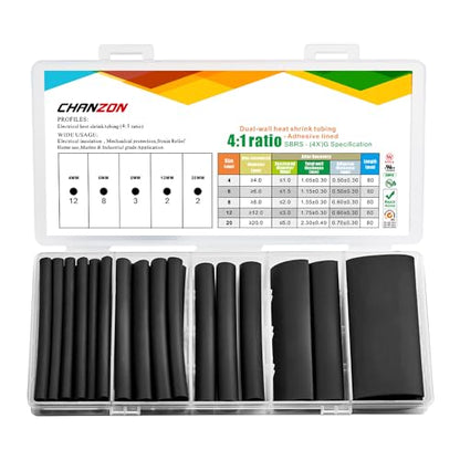 Chanzon 27 pcs Extra Long 80mm Heat Shrink Tubing Assorted Kit 4:1 Ratio