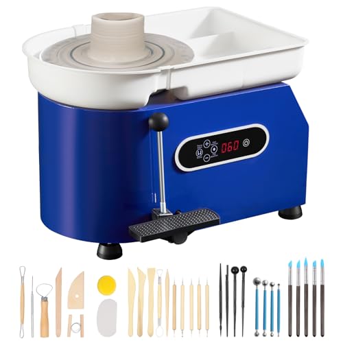 VEVOR 11in Pottery Wheel for Adults Beginners, 450W Ceramic Wheel Forming Machine With LCD Touch Screen, Adjustable 60-300RPM Speed Handle and Foot Pedal Control, 32PCS Accessory Tools Kit, Craft Gift - size: 11in 450W LCD Ceramic Wheel Forming Machine
