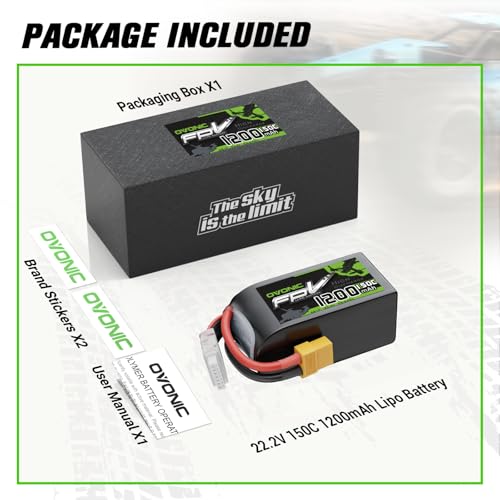 OVONIC 22.2V 150C 1200mAh 6S Lipo Battery with XT60 Plug