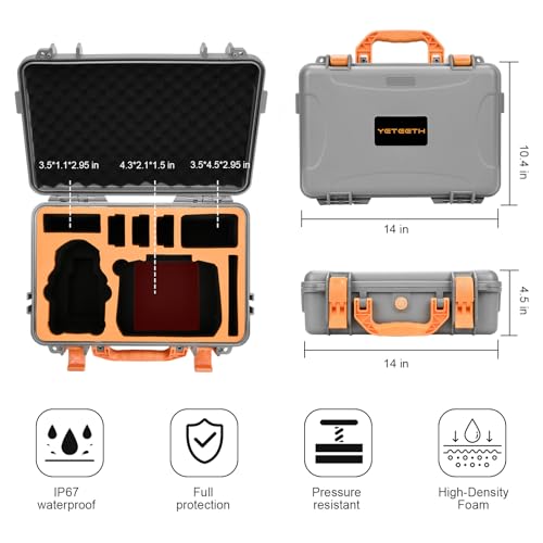 Hard Case for DJI Mini 3 Pro: with Custom Foam for DJI Mini 3/4 Pro Drone - color: Gray