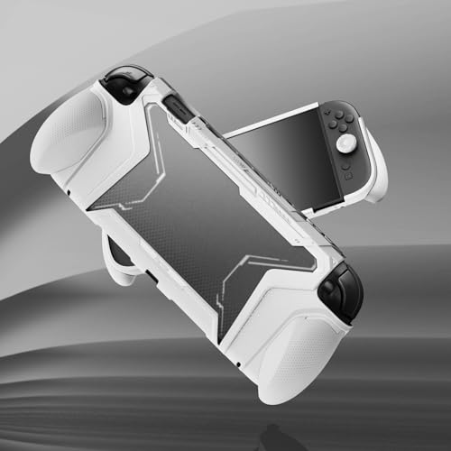 playvital for Switch 2 Beyond-Grip Dockable Case, Interchangeable FPS/Omni Ergonomic Grips + Military-Grade Drop Protective Cover + 2 Joystick Caps for Nintendo Switch 2 (White) - color: White