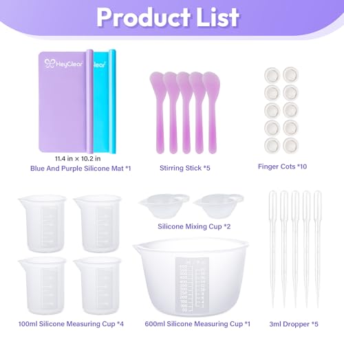 HeyClear Silicone Measuring Cups Kit for Epoxy Resin 600&100ml Mixing Cups - size: 600ML+100ML