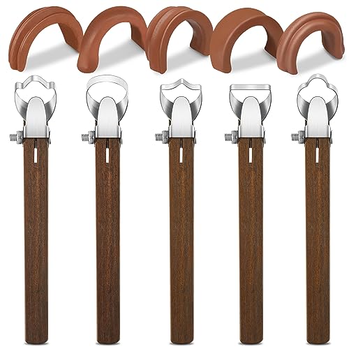 Therwen 5 Pcs Pottery Trimming Tools Clay Scrapers Wooden Handle Ceramic