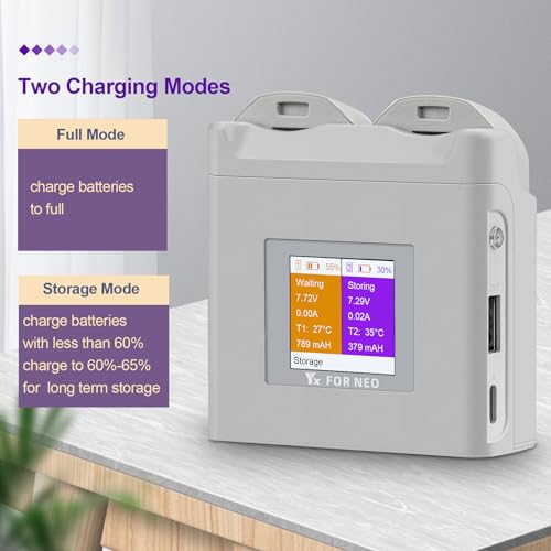 Hanatora LCD Multifunction Parallel Battery Charger for DJI Neo,Dual Two-Way Charging Hub,Fast Charge Two Batteries Drone Accessories