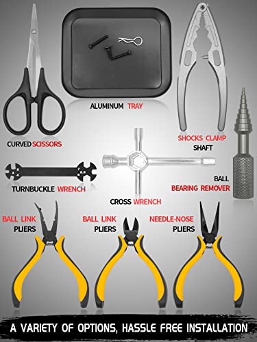 RC Tool Kit, Screwdriver Set (Flat, Phillips, Hex) RC Repair Tools - 27pcs - color: Black