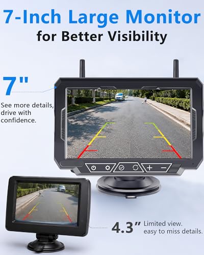 1080P HD 7-Inch Wireless Backup Camera: 15-Min Easy Install Plug & Play - size: 7'' + License Plate Camera for Car
