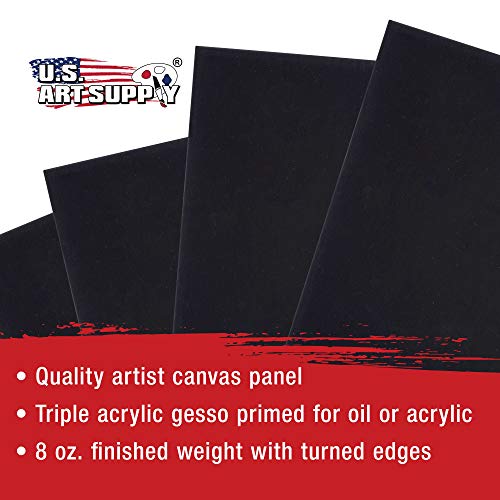U.S. Art Supply 12 X 12 Inch Black Art Canvas Board Panels 6 Pack - 8 Ounce - size: 12" x 12"