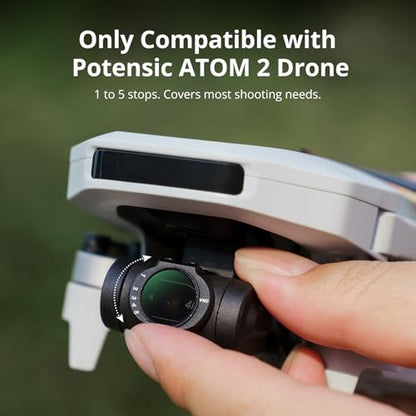 Potensic ND Filter Compatible with Atom 2 Drone, Only for F1.8 Aperture, ND2 to ND 32, 5 Stops Adjustment, Drone Lens Accessory