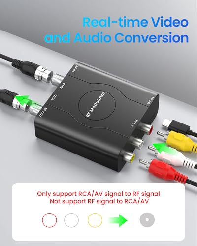 RF Modulator for TV, RCA to RF Coaxial Adapter with 3.3ft RCA Cable