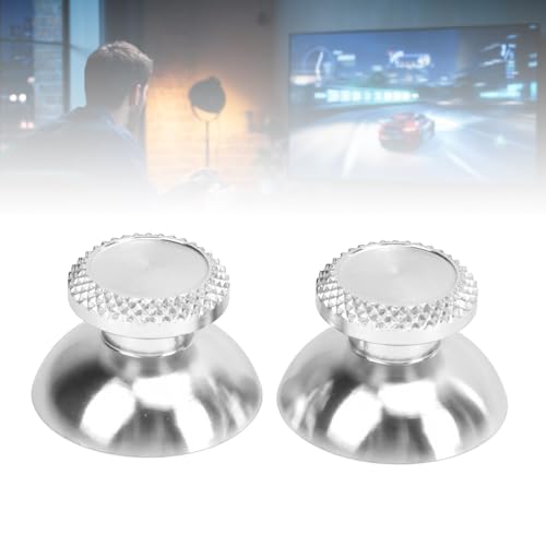 Pomya Thumbsticks for Controller, 2Pcs Metal Thumb Grip Replacement for Handheld Game Console, Aluminum Alloy Analog Thumb Sticks Accessories (Silver) - color: Silver