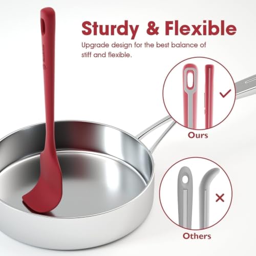ChefAide 4 Pieces Silicone Spatulas Set, Heat Resistant Rubber Spatula - color: Red, size: 4 pieces
