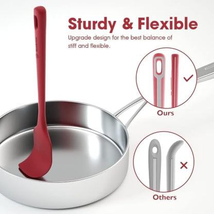 ChefAide 4 Pieces Silicone Spatulas Set, Heat Resistant Rubber Spatula - color: Red, size: 4 pieces