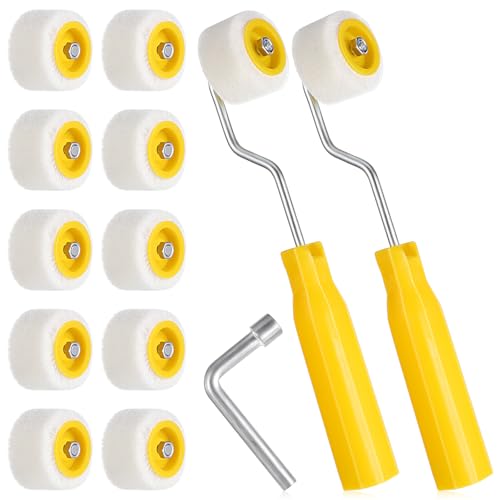 4/5 Inch Mini Paint Roller, Foam Paint Roller, Tiny Painting Tool for Touch Up Trim Edge or Corner (2 Brush + 10 Rollers + 1 Wrench)