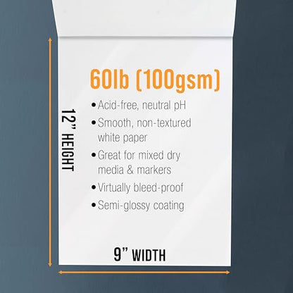 U.S. Art Supply 9" x 12" Premium Manga Marker Paper Pad, 48 Sheets, 2 Pack - size: 9" x 12"