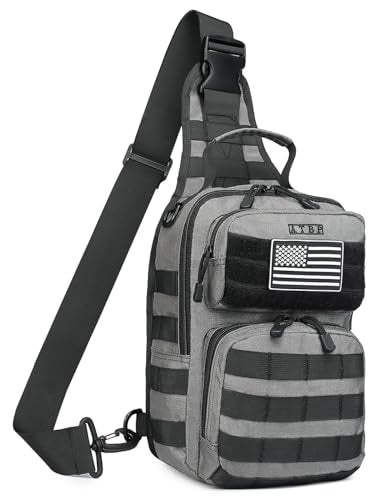 Tactical Sling Backpack With Holster Military Crossbody Bag for Men Single Shoulder Back Pack 10L - color: Grey Gray