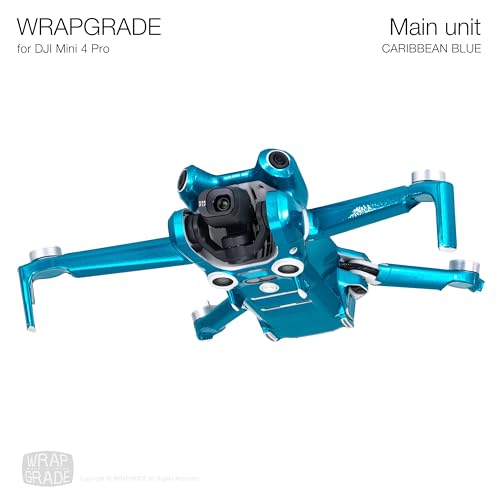 WRAPGRADE Skin Stickers Compatible with DJI Mini 4 Pro | Full Wrap (Caribbean Blue) - color: Caribbean Blue