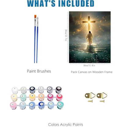 Jesus Paint by Numbers Kit for Adults Framed Canvas 12X16 in, Frameworkless - color: YH02824