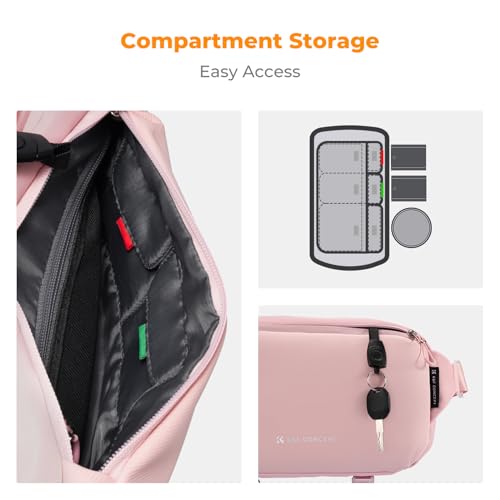K&F CONCEPT 2 in 1 Camera Sling Bag, Everyday Shoulder Bag - color: 10 Pink Medium