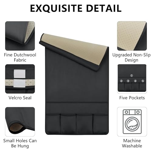 Remote Control Holder for Armchair Caddy, Remote Holder with 5 Pockets - color: Black, size: 35"x18"