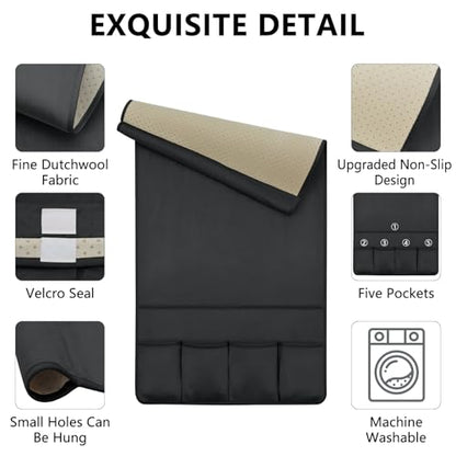 Remote Control Holder for Armchair Caddy, Remote Holder with 5 Pockets - color: Black, size: 35"x18"