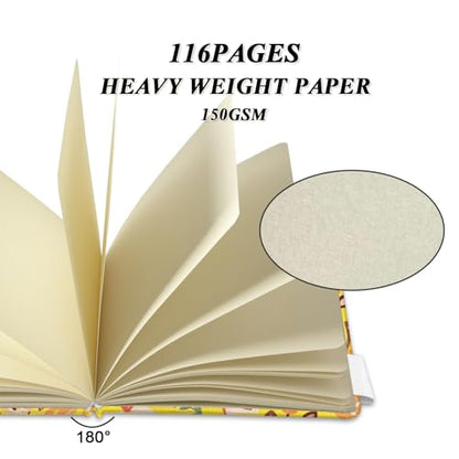 5" x 5" Hardcover Sketch Book,58 Sheets Small Mixed Media Pocket Sketch Pad - color: 150gsm Cloth-fruit pit
