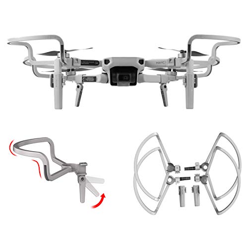 Upgraded Version 2 in 1 Mavic Mini 2 Propellers Guard Rings with Foldable Landing Gear Quick Release Extension Leg Protection Accessory for DJI Mavic Mini 1/Mini 2 /Mini SE Drone(Grey) - color: Propeller Guards