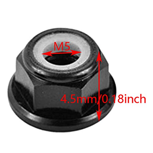 DGZZI M5 Aluminum Locknut 8PCS Black M5 Aluminum Nuts Flange Nylon Lock Nut for RC Drone FPV Parts (Pack of 2) - size: Black (Pack of 2)