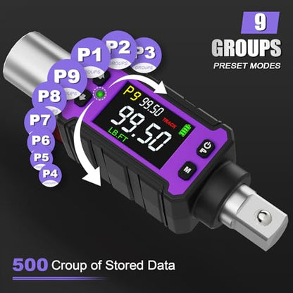ANPUDS 1/2" Digital Torque Adapter Set (2-99.6 Ft.lb / 2.7-135 Nm) - size: 2-99.6 Ft.lb/2.7-135 Nm