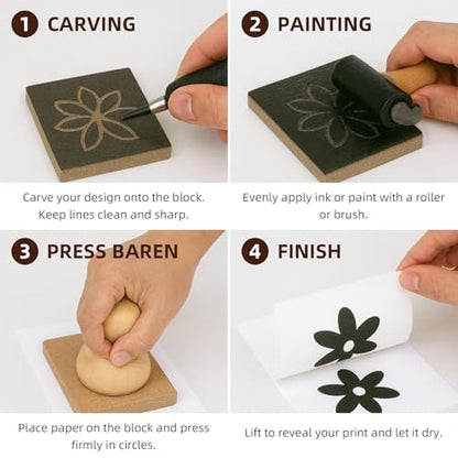 Falling in Art 2.5 Inches Round Wood Block Printing Baren