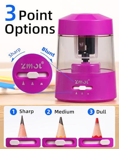 ZMOL Electric Pencil Sharpener Battery Powered, 6-12mm Jumbo Pencils, Pink - color: Pink