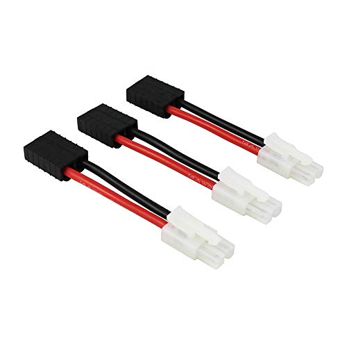 3pcs Compatible with TRX Female to Plug for Tamiya Male Connector Adapter Cable 14awg 5cm 1.96in for NiCd NiMH Dynamite(Pack of 3)