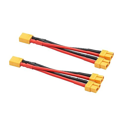Short XT60 Parallel Battery Connector Cable 3.9", Y Splitter Adapter Plug - size: XT60 1 Male to 2 Female - 2Pcs