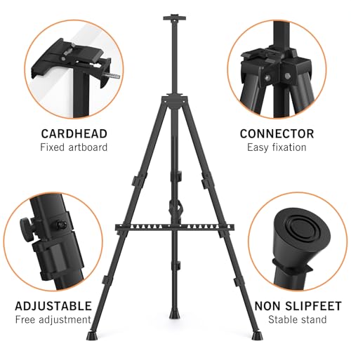 Art Painting Tripod Easel Stand - Portable Adjustable Display Artist Easel - style: Black