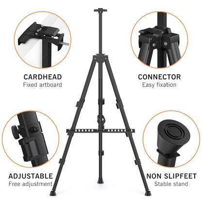 Art Painting Tripod Easel Stand - Portable Adjustable Display Artist Easel - style: Black
