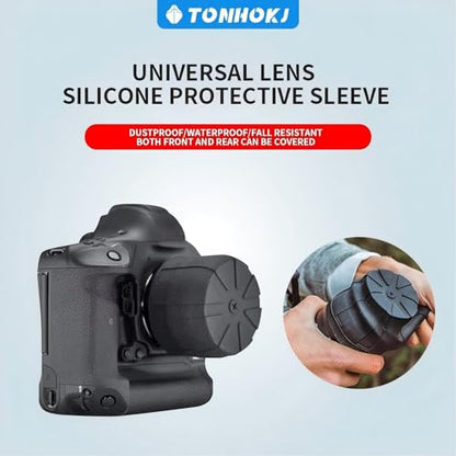 Universal Lens Cap, Fits 99% DSLR & Mirrorless Camera Lenses, Silicone Lens Cover with Element Proof Protection, Waterproof, Dustproof & Shockproof, Lifetime Coverage, Black - size: TH-002 1 PCS