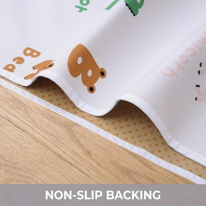 Splat Mat for Under High Chair, Waterproof Washable High Chair Floor Mat - color: Zoo Alphabets
