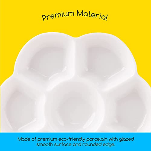 MEEDEN Ceramic Watercolor Paint Palette: 3Pcs 7-Well Color Mixing Tray 4.7"