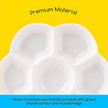 MEEDEN Ceramic Watercolor Paint Palette: 3Pcs 7-Well Color Mixing Tray 4.7"