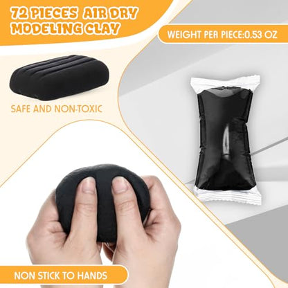 VioraWhite 72 Pcs 38oz Air Dry Clay Bulk Modeling Clay,Black - color: Black
