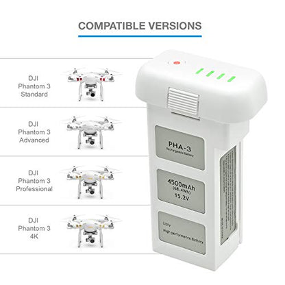 ExpertPower 15.2V 4500mAh Intelligent Replacement Flight Battery for DJI Phantom 3 Drones - Upgraded