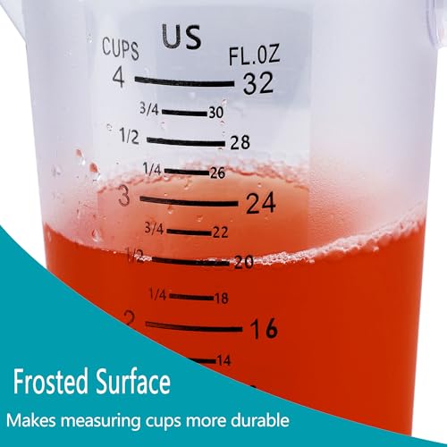 4 Cup/32 Oz Measuring Cups, Clear, Strong Food Grade Liquid Measure Pitcher, for Home Hobbies/Professional Kitchen - size: 4 Cup