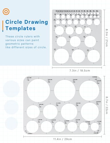 5 Pcs Architectural Templates: Circle, House Plan, Interior Design & Furniture Templates, Drafting Tools & Ruler Shapes for Architecture