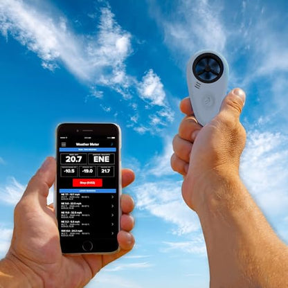 WeatherFlow - WINDmeter- A Wireless Pocket-Sized Anemometer That captures Highly Accurate Wind Measurements. Capture & Share Wind speeds & Direction with Accuracy and a Bluetooth Connection to apps.