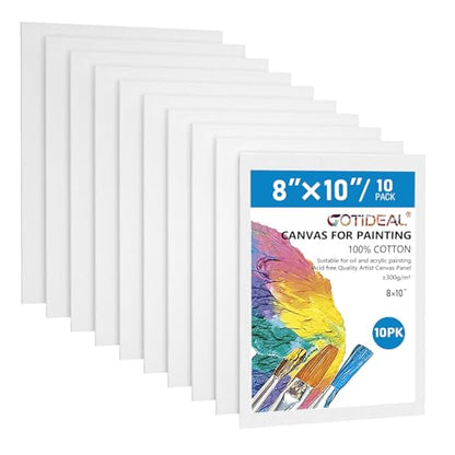 GOTIDEAL Canvas Boards, 8x10 inch Set of 10, Art Supplies Canvas Panel - size: 8"x10"
