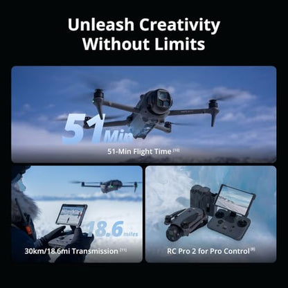 DJI Mavic 4 Pro Drone Fly More Combo 6K60 HDR, 100MP, 51-Min Max Flight Time, 18.6-Mile Range, ActiveTrack 360, Omnidirectional Avoidance, 128GB Memory, Backpack, Landing Pad, Silver