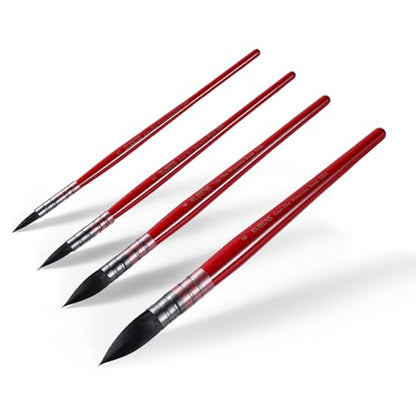rubens Watercolor Paint Brush Set, 4 Pcs Synthetic Squirrel Paint Brushes - size: Silver Set-4